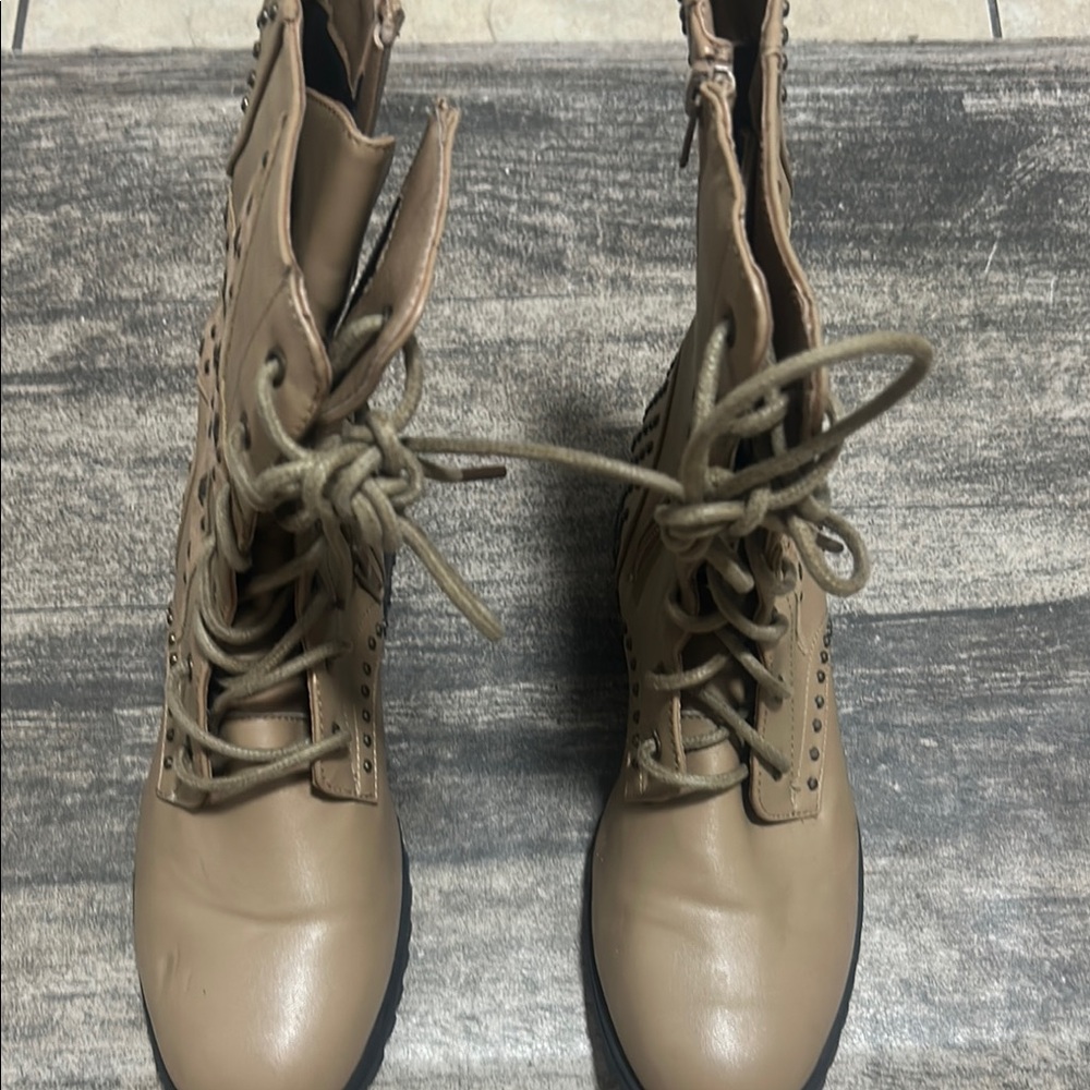 Women's Tan Lace-Up Boots